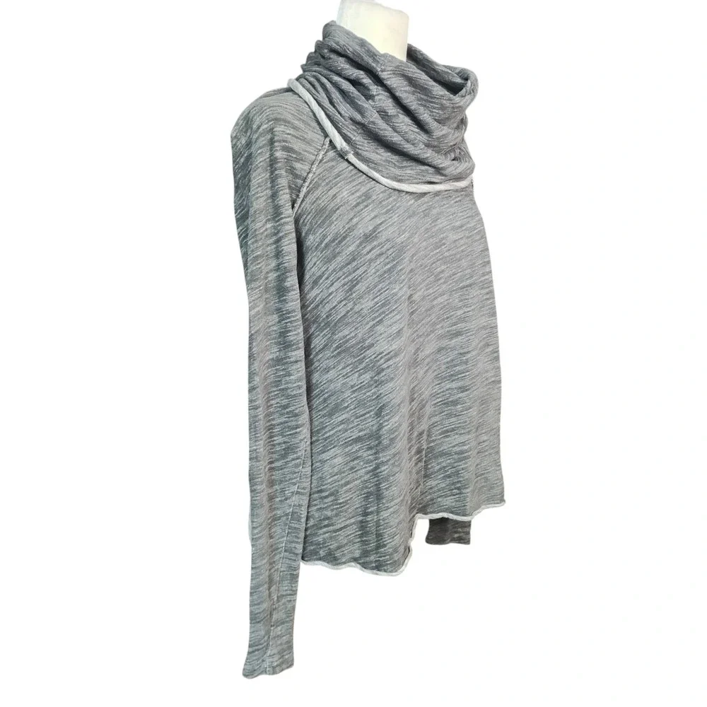 Free People Beach Cocoon Cowl Top Gray Space Dye Cozy Athlesiure Slouchy OS